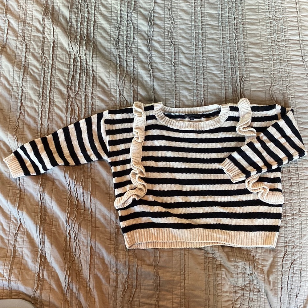 Lucca Couture beige and black striped cropped sweater. Medium.